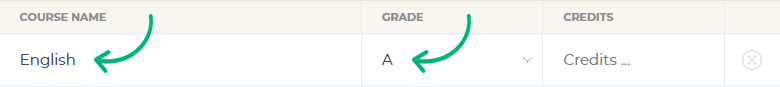 Add Your Letter Grade and Course Name